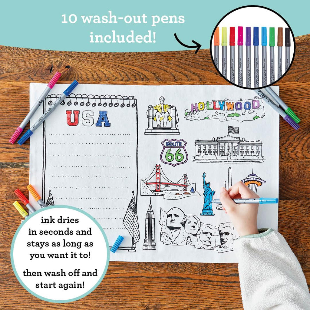 Coloring US Map Placemat - 50 States & Capitals - eatsleepdoodle