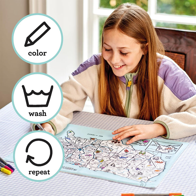 Coloring US Map Placemat - 50 States & Capitals - eatsleepdoodle