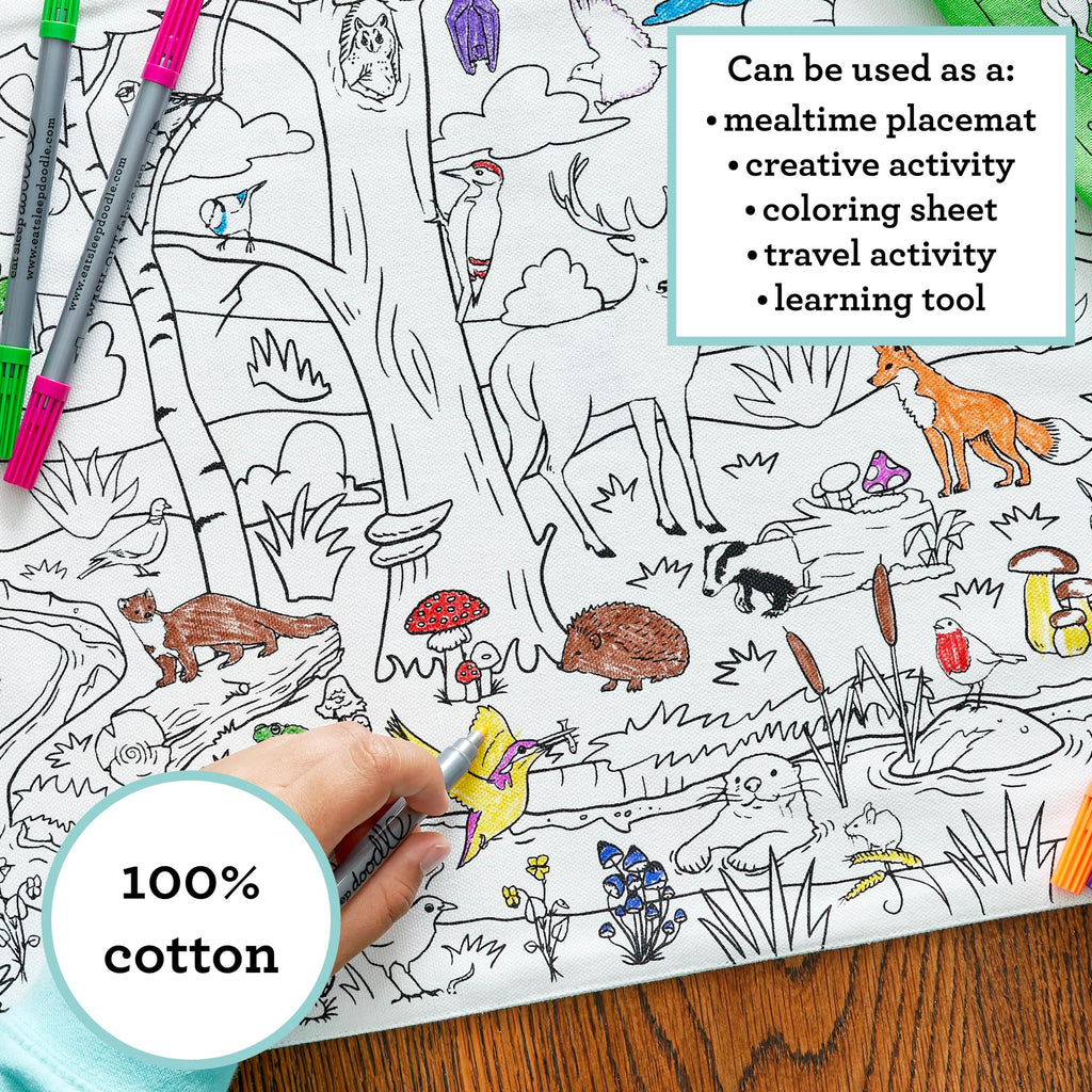 Coloring Woodland Placemat - Animal Nature Notes - eatsleepdoodle