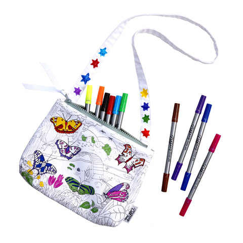Coloring Butterfly Crossbody Bag - Wash-Out Pens - eatsleepdoodle