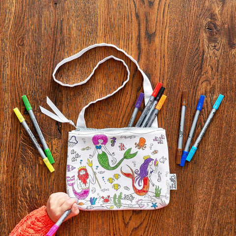 Color-In Mermaid Crossbody Bag - Washable Pens - eatsleepdoodle