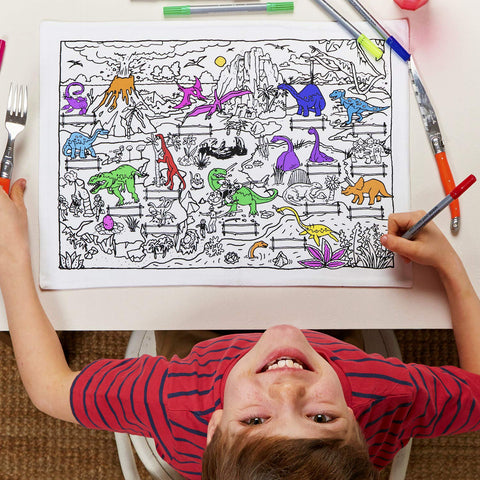 Coloring Dinosaur Placemat - Cotton Carry Bag - eatsleepdoodle