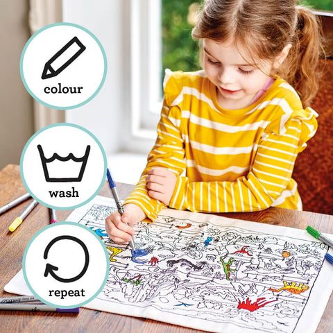 Coloring Dinosaur Placemat - Cotton Carry Bag - eatsleepdoodle