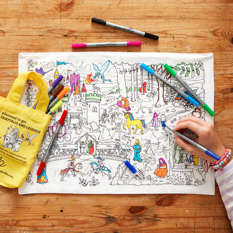 Coloring Fairytale Placemat - Storybook Heroes - eatsleepdoodle