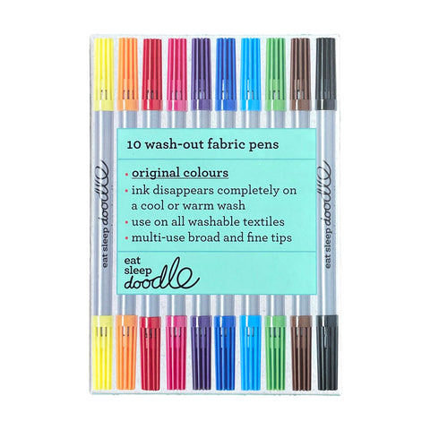 Wash-Out Fabric Pens - 10 Classic Double-Ended - eatsleepdoodle