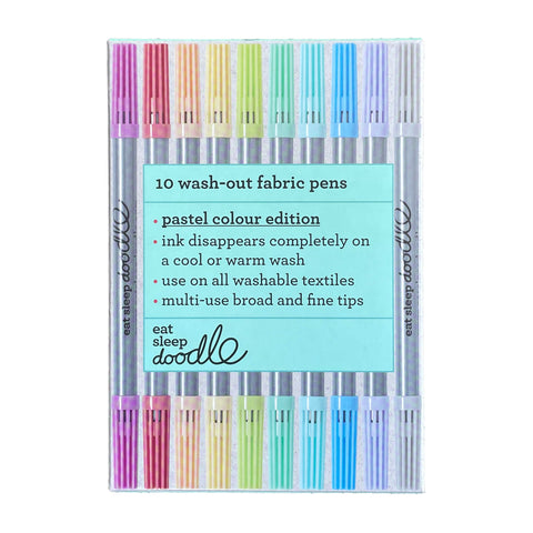 Wash-Out Fabric Pens - 10 Pastel Double-Ended - eatsleepdoodle