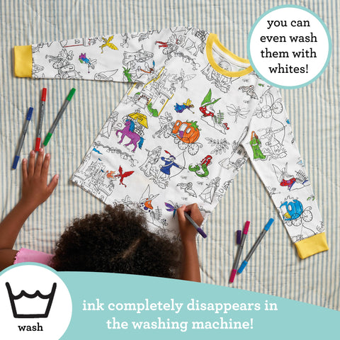 Color-In Fairy Tale Pajamas 4-7 years - Washable Pens - eatsleepdoodle