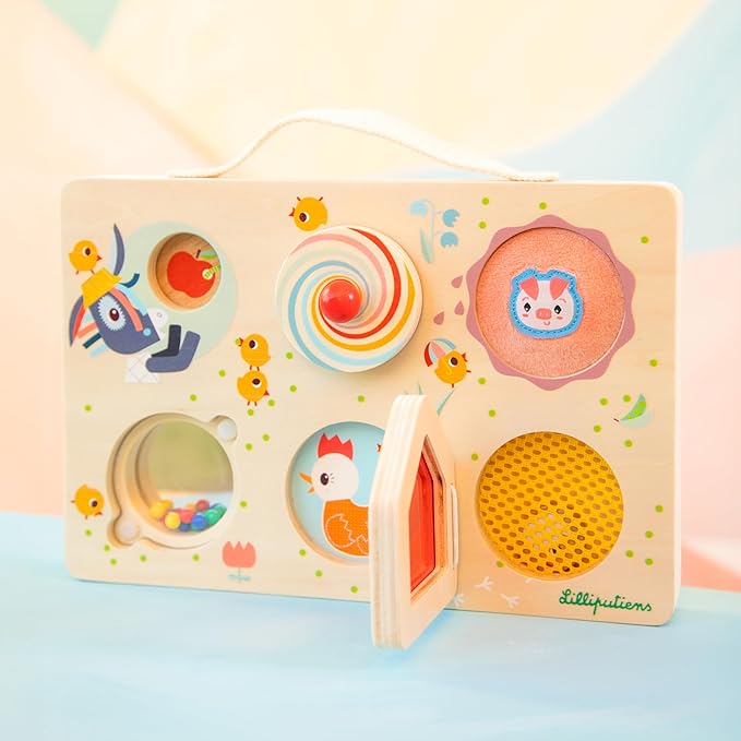 LILLIPUTIENS Farm Activity Panel - Wooden Motor Skills Toy
