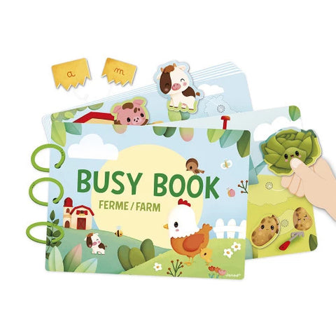 Janod Farm Busy Activity Book - 20 Pages of Fun Activities