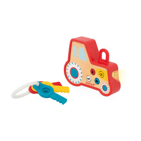 Janod Farm Tractor Key Ring - Sounds, Lights And Pop-It Keys