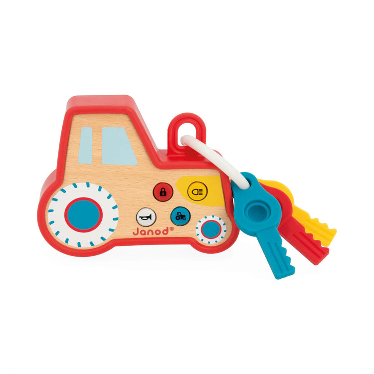 Janod Farm Tractor Key Ring - Sounds, Lights And Pop-It Keys