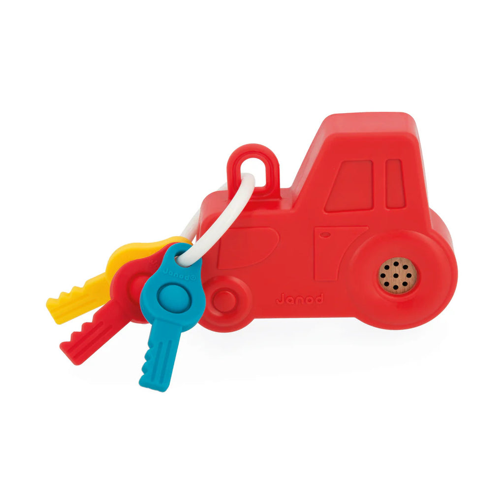 Janod Farm Tractor Key Ring - Sounds, Lights And Pop-It Keys