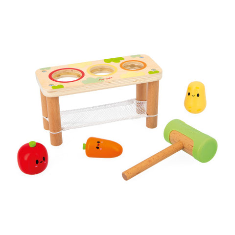 Janod Farm Tap Tap Vegetables - Wooden Hammering Play Set