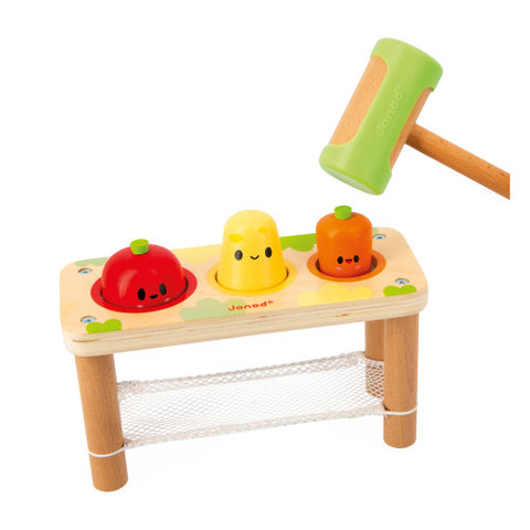 Janod Farm Tap Tap Vegetables - Wooden Hammering Play Set