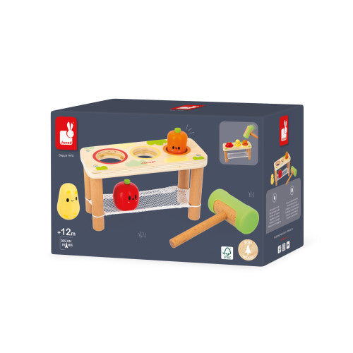 Janod Farm Tap Tap Vegetables - Wooden Hammering Play Set
