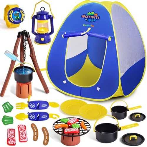 FUN LITTLE TOYS Pop-Up Play Tent with Camping Gear Set