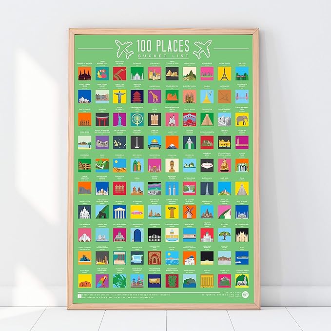 Gift Republic GR630001 100 Places Scratch Off Bucket List Poster