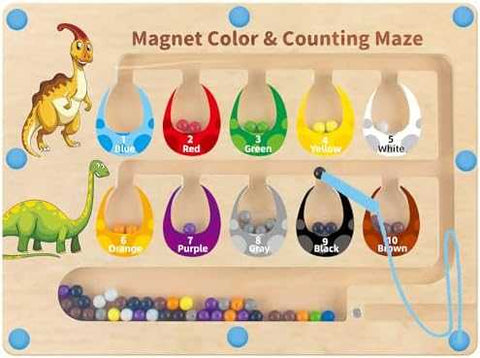 HONGID Magnetic Color & Number Maze Dinosaur Toy