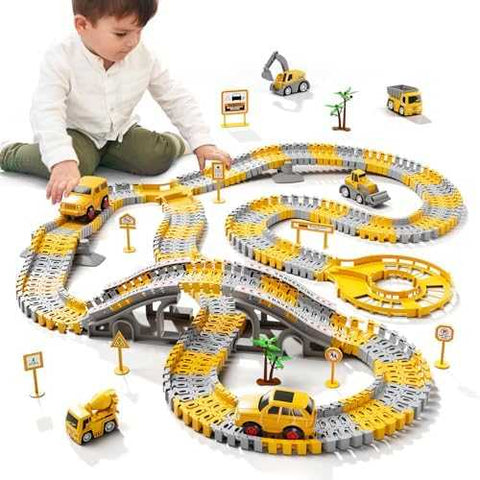iHaHa Construction Race Track Set with Cars & Trucks