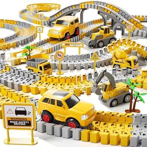 iHaHa Construction Race Track Set with Cars & Trucks
