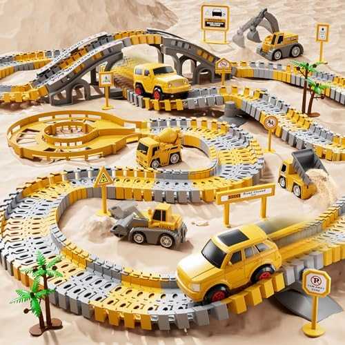 iHaHa Construction Race Track Set with Cars & Trucks