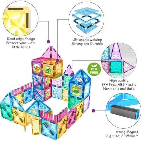 Jasonwell Magnetic Tiles Building Set (110 pcs)