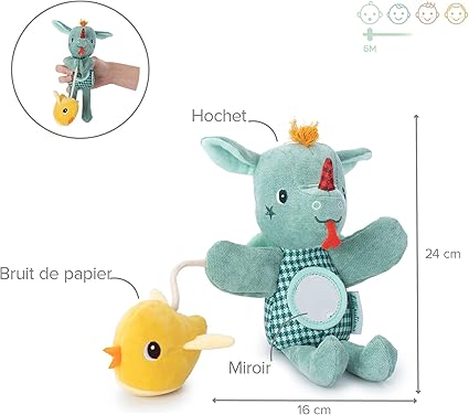 LILLIPUTIENS Joe Hand Puppet - Dragon with Mirror Sensory Play