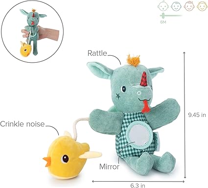 LILLIPUTIENS Joe Hand Puppet - Dragon with Mirror Sensory Play