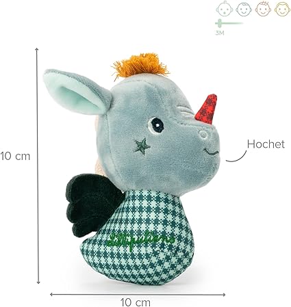 LILLIPUTIENS Joe Mini Plush Rattle - Sensory Dragon Toy