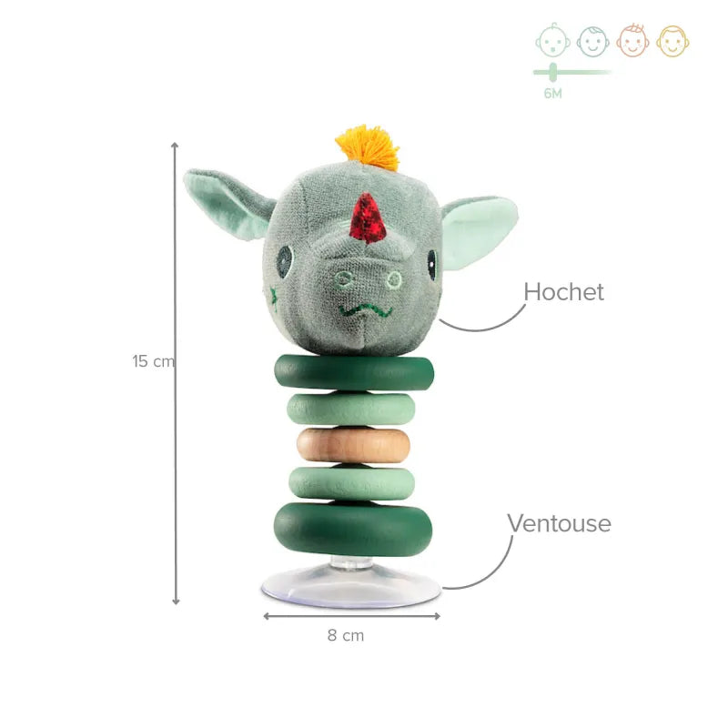 LILLIPUTIENS Joe Swinging Rattle - Suction Cup Dragon Toy