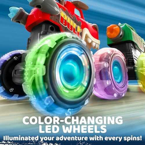 JOYIN Light-Up Monster Truck Press-and-Go Cars (3-Pack)