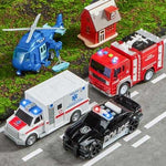 JOYIN Emergency Vehicle Playset with Lights & Sounds (4 pcs)