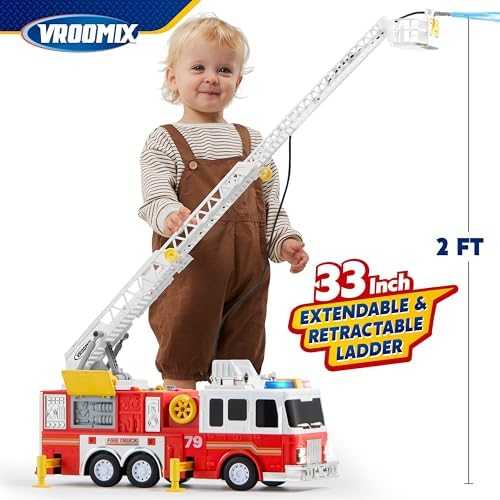 JOYIN Extra Large Fire Truck with Ladder & Sprinkler
