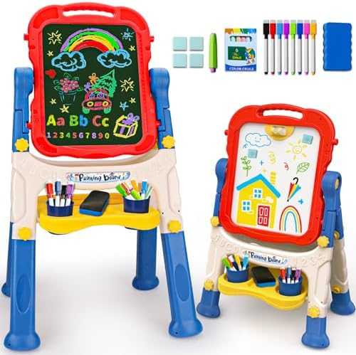 Double-Sided Kids Art Easel with Whiteboard & Chalkboard