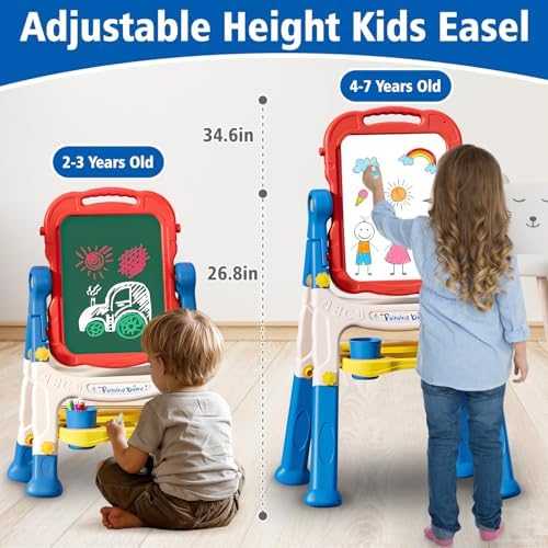 Double-Sided Kids Art Easel with Whiteboard & Chalkboard