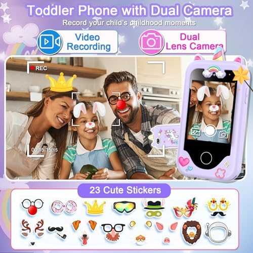 Kids Smart Phone Toy with Touchscreen & Dual Camera (Purple)