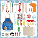 Wooden Kids Tool Set with Drill & Apron (44 pcs)