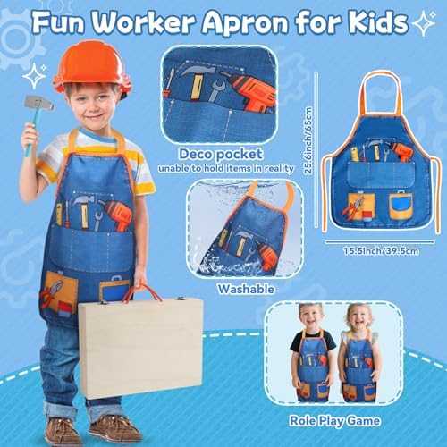 Wooden Kids Tool Set with Drill & Apron (44 pcs)