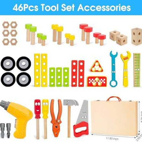 Wooden Tool Set with Electric Drill (46 pcs)