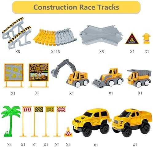 Construction Race Track Play Set with Trucks (253 pcs)
