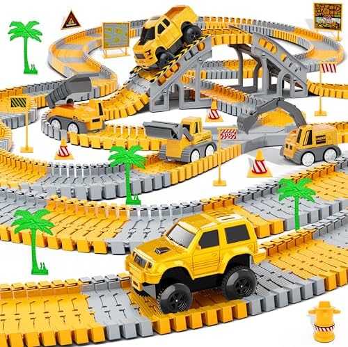 Construction Race Track Play Set with Trucks (253 pcs)