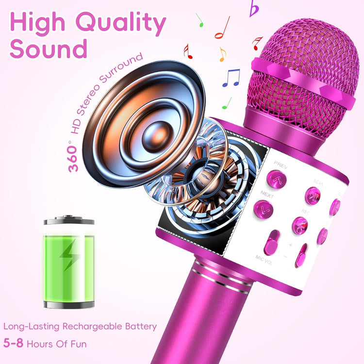 KIDWILL Wireless Bluetooth Karaoke Microphone for Kids