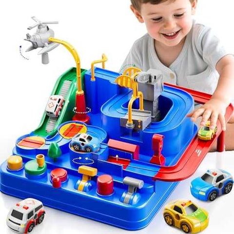 KIZONLY City Car Race Track Play Set with Vehicles