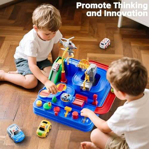 KIZONLY City Car Race Track Play Set with Vehicles