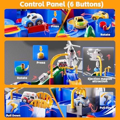 KIZONLY City Car Race Track Play Set with Vehicles
