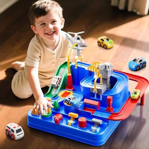 KIZONLY City Car Race Track Play Set with Vehicles