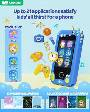 KOKODI Kids Smart Phone Toy with Dual Camera (Blue)