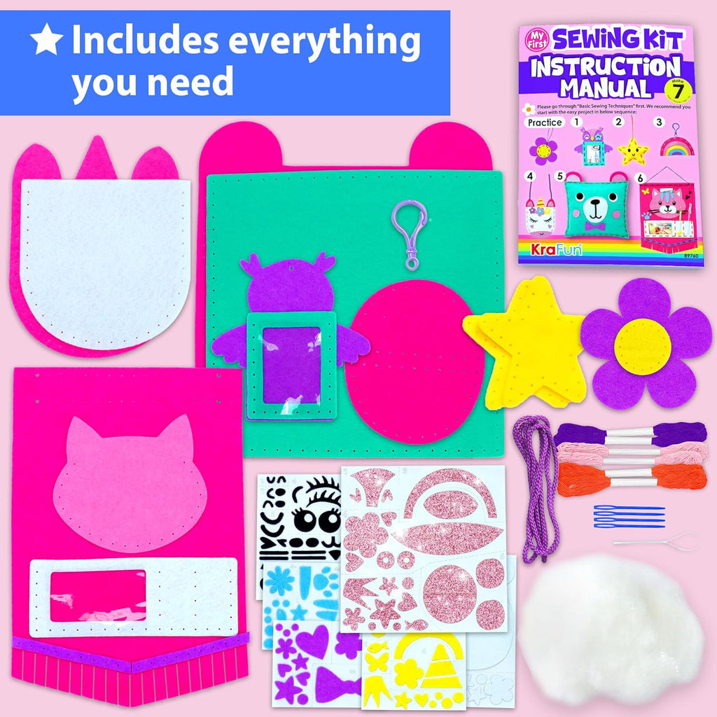 KRAFUN My First Sewing Kit for Beginner Kids Arts & Crafts