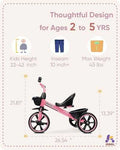 KRIDDO Toddler Tricycle (Pink)