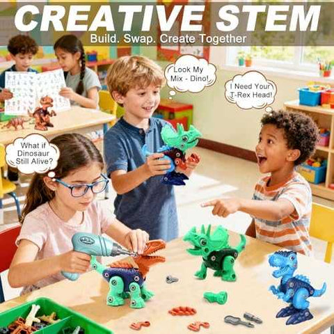 Laradola Take-Apart Dinosaur STEM Toy with Electric Drill